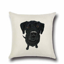 Load image into Gallery viewer, Image of a sweet and simple black labrador cushion cover