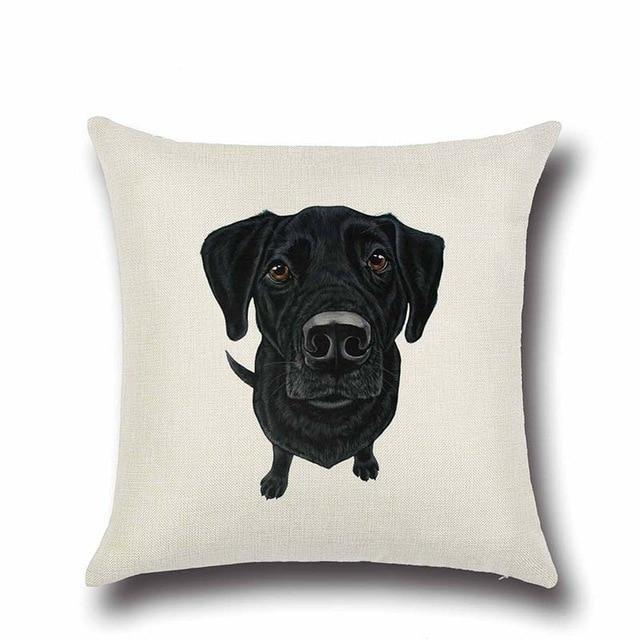 Image of a sweet and simple black labrador cushion cover