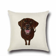 Load image into Gallery viewer, Image of a sweet and simple chocolate labrador cushion cover