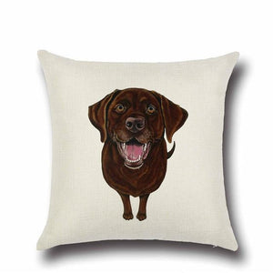 Image of a sweet and simple chocolate labrador cushion cover