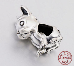 Sitting French Bulldog Love Silver Charm BeadDog Themed Jewellery