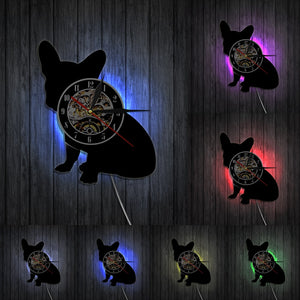 Sitting French Bulldog Love Wall Clock-Home Decor-Dogs, French Bulldog, Home Decor, Wall Clock-With LED-2