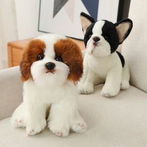 image of an adorable boston terrier stuffed animal plush toy and chihuahua stuffed animal plush toy