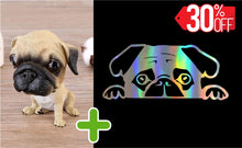 Load image into Gallery viewer, Image of a pug bobblehead bundle with pug car sticker