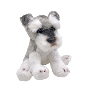 image of an adorable schnauzer stuffed animal plush toy in white background