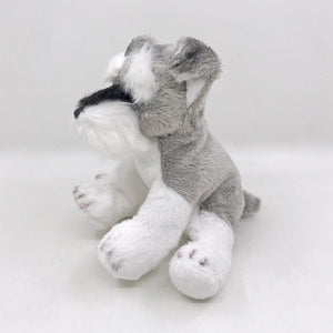 image of an adorable schnauzer stuffed animal plush toy - side view