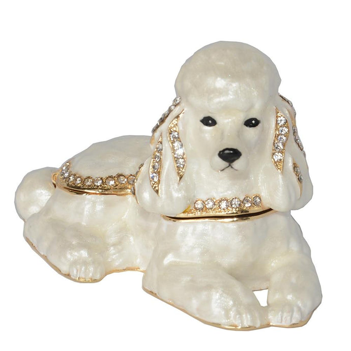 Sitting White Poodle Small Jewellery Box FigurineDog Themed Jewellery