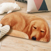 Load image into Gallery viewer, Image of a Golden Retriever rug in the shape of sleeping Golden Retriever