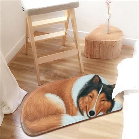 Sleeping Rough Collie Floor RugMatRough CollieSmall
