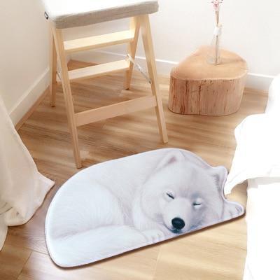 Image of a sleeping Samoyed floor rug