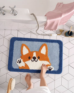 Smiling and Fluffy Corgi Bathroom Rug-Home Decor-Bathroom Decor, Corgi, Dogs, Home Decor-2