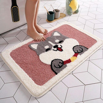 Smiling and Fluffy Husky Bathroom Rug-Home Decor-Bathroom Decor, Dogs, Home Decor, Siberian Husky-Husky-Large-1