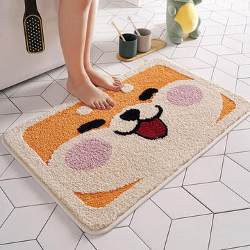 Smiling And Fluffy Shiba Inu Bathroom Mat 360x