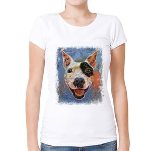 Smiling Bull Terrier Love Womens T Shirt-Apparel-Apparel, Bull Terrier, Dogs, T Shirt, Z1-2