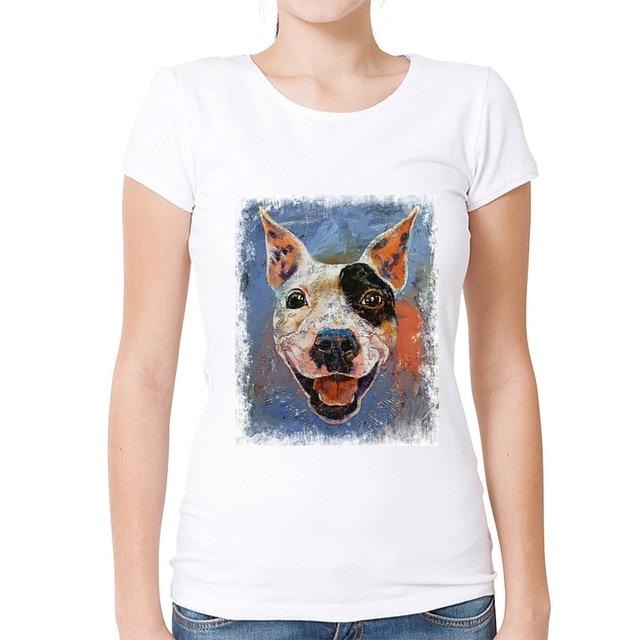 Smiling Bull Terrier Love Womens T Shirt-Apparel-Apparel, Bull Terrier, Dogs, T Shirt, Z1-S-1