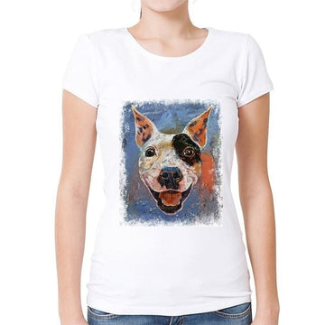 Smiling Bull Terrier Love Womens T Shirt 360x