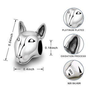Smiling Bull Terrier Silver Charm Bead-Dog Themed Jewellery-Bull Terrier, Charm Beads, Dogs, Jewellery-4