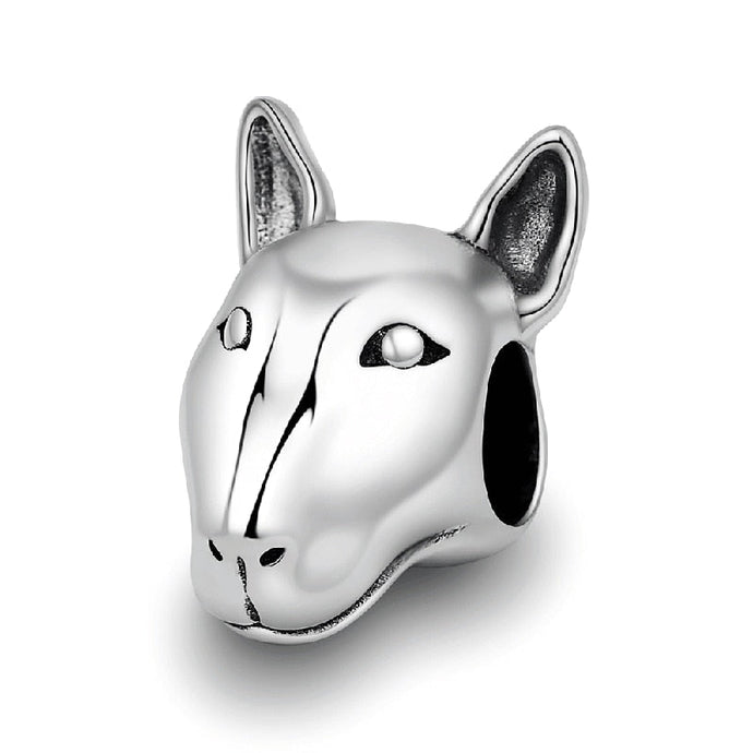 Smiling Bull Terrier Silver Charm Bead-Dog Themed Jewellery-Bull Terrier, Charm Beads, Dogs, Jewellery-1