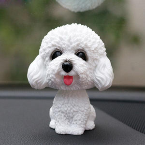 Smiling Dogs Resin Bobble HeadsCarToy Poodle / Cockapoo - White 1