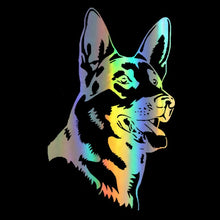 Load image into Gallery viewer, Smiling German Shepherd Vinyl Car Stickers-Car Accessories-Car Accessories, Car Sticker, Dogs, German Shepherd-Reflective Rainbow-1 pc-1