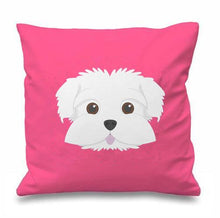 Load image into Gallery viewer, Smiling Maltese Multicolor Cushion CoversCushion CoverPink