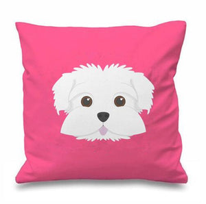 Smiling Maltese Multicolor Cushion CoversCushion CoverPink