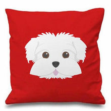 Load image into Gallery viewer, Smiling Maltese Multicolor Cushion CoversCushion CoverRed