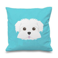 Load image into Gallery viewer, Smiling Maltese Multicolor Cushion CoversCushion CoverSky Blue