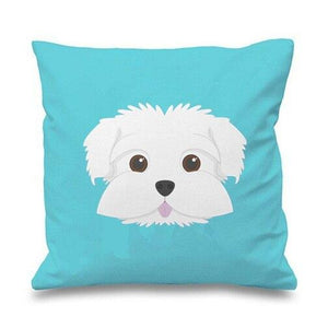 Smiling Maltese Multicolor Cushion CoversCushion CoverSky Blue