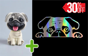 Smiling Pug Car Bobble Head-Car Accessories-Bobbleheads, Car Accessories, Dogs, Figurines, Pug-17