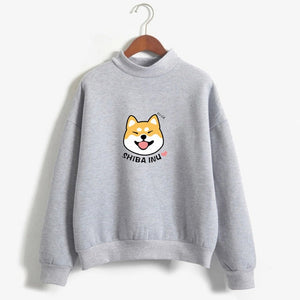 Smiling Shiba Inu Love Warm Sweatshirts-Apparel-Apparel, Dogs, Shiba Inu, Sweatshirt-Gray-Medium-2