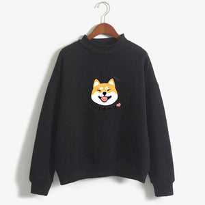 Smiling Shiba Inu Love Warm Sweatshirts-Apparel-Apparel, Dogs, Shiba Inu, Sweatshirt-Black-Medium-3