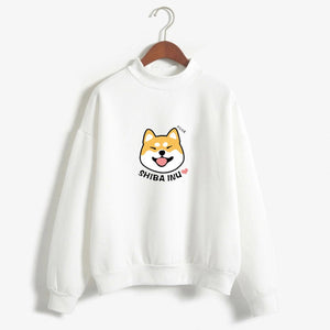 Smiling Shiba Inu Love Warm Sweatshirts-Apparel-Apparel, Dogs, Shiba Inu, Sweatshirt-White-Medium-5