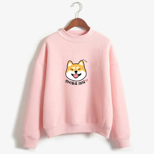 Smiling Shiba Inu Love Warm Sweatshirts-Apparel-Apparel, Dogs, Shiba Inu, Sweatshirt-Pink-Medium-6