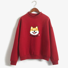 Load image into Gallery viewer, Smiling Shiba Inu Love Warm Sweatshirts-Apparel-Apparel, Dogs, Shiba Inu, Sweatshirt-Red-Medium-1