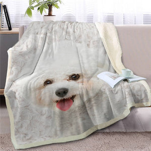 Soft and Warm American Eskimo Dog Fleece Blanket-Home Decor-American Eskimo Dog, Blankets, Dogs, Home Decor-Bichon Frise-Medium-11