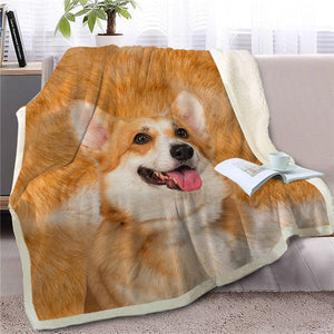 Soft and Warm American Eskimo Dog Fleece Blanket-Home Decor-American Eskimo Dog, Blankets, Dogs, Home Decor-Corgi-Medium-14