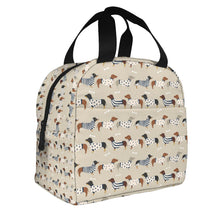 Load image into Gallery viewer, Image of a sausage dog lunch bag with infinite dachshund print