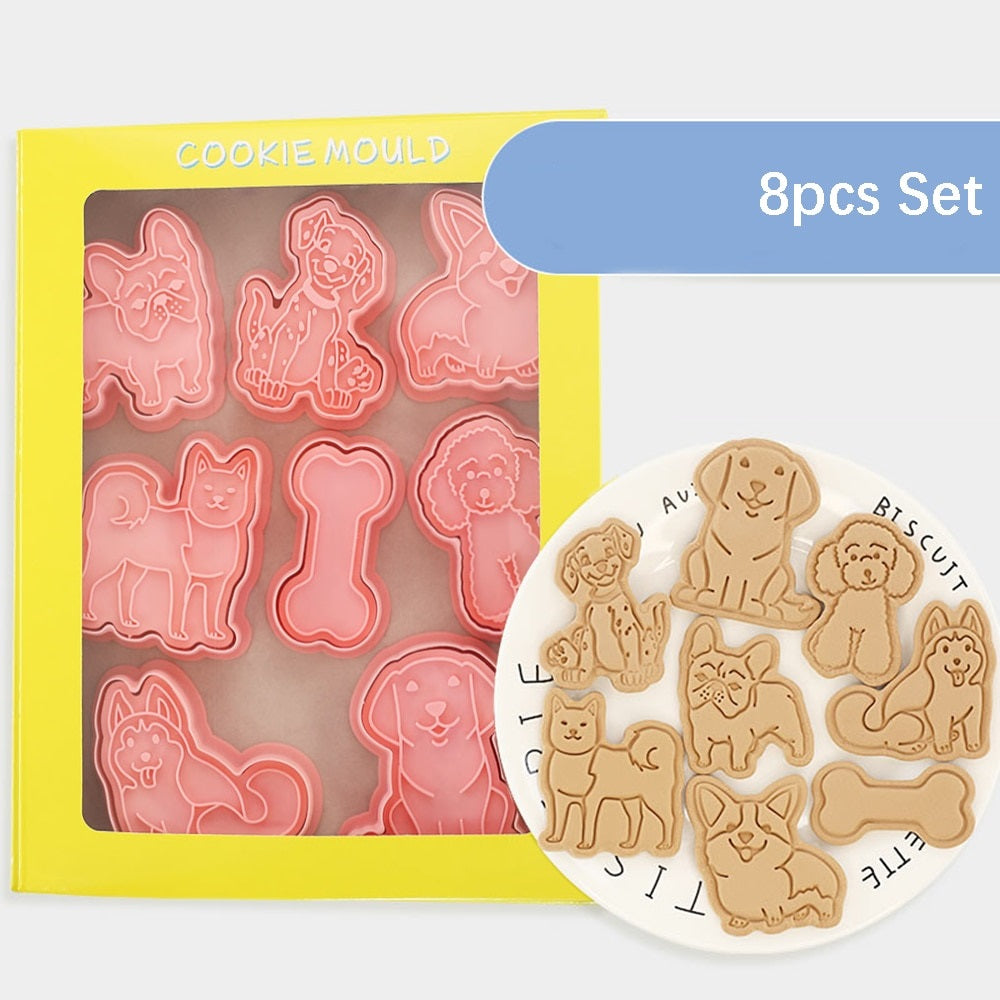 Image of dog cookie cutters in 8 different breed designs