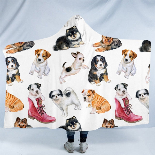 Some of the Dogs I Love Wearable Travel Blanket-Home Decor-Bernese Mountain Dog, Blankets, Chihuahua, Dogs, English Bulldog, Home Decor, Jack Russell Terrier, Pomeranian, Yorkshire Terrier-Multi-Sherpa Fleece - Large-1