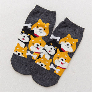 Some of the Shibas I Love Ankle Length Socks-Accessories-Accessories, Dogs, Shiba Inu, Socks-Shiba Inu - Deep Gray-10