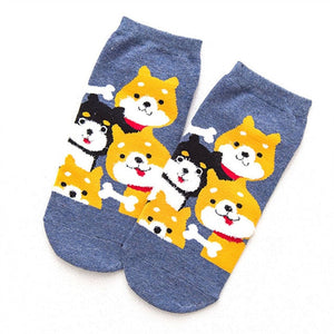 Some of the Shibas I Love Ankle Length Socks-Accessories-Accessories, Dogs, Shiba Inu, Socks-Shiba Inu - Navy Blue-11