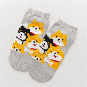 Some of the Shibas I Love Ankle Length Socks-Accessories-Accessories, Dogs, Shiba Inu, Socks-Shiba Inu - Light Gray-8