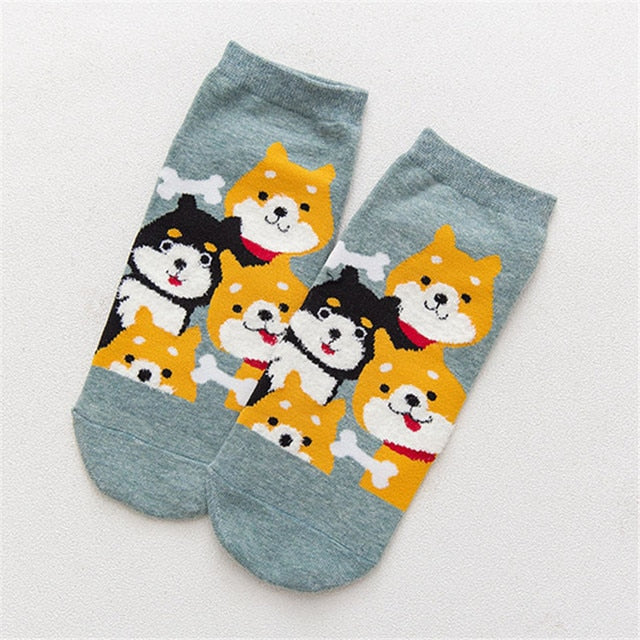 Some of the Shibas I Love Ankle Length Socks-Accessories-Accessories, Dogs, Shiba Inu, Socks-Shiba Inu - Green-1