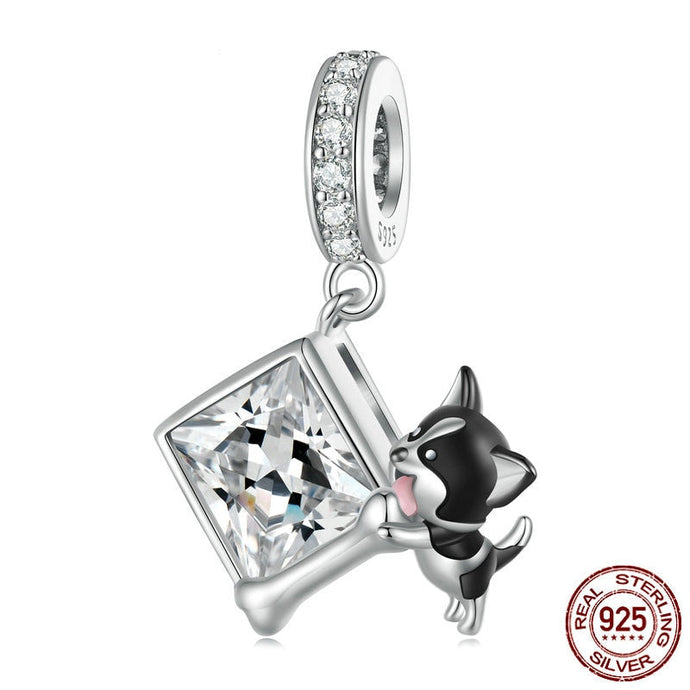 Sparkling I Heart Boston Terrier Silver Pendant-Dog Themed Jewellery-Accessories, Boston Terrier, Dogs, Jewellery, Pendant-1