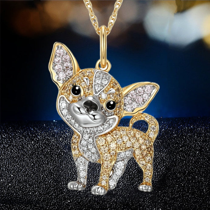 Sparkling I Love Chihuahua Necklace-Dog Themed Jewellery-Chihuahua, Dogs, Jewellery, Necklace-1