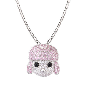 Sparkling Poodle Love Stone Studded Necklaces-Dog Themed Jewellery-Dogs, Jewellery, Necklace, Poodle-Rhodium Plated-3