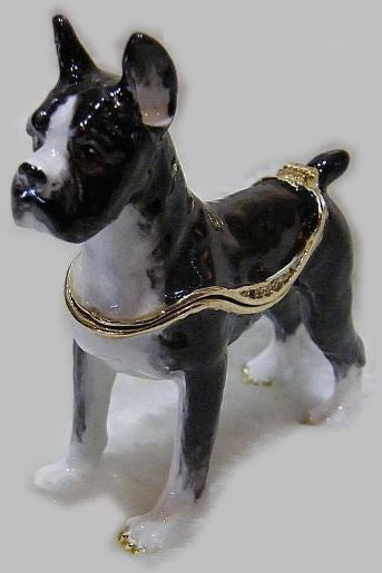 Standing Boston Terrier Small Jewellery Box FigurineDog Themed Jewellery