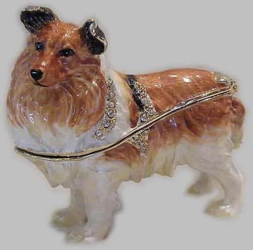 Standing Rough Collie Love Small Jewellery Box FigurineDog Themed Jewellery