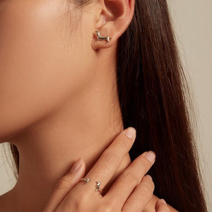 Image of a matching Dachshund ring and earrings set